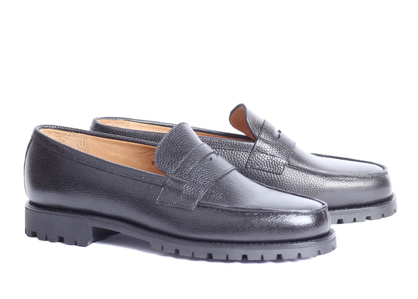 1638B - Loafer -Black Grain/Rubber sole