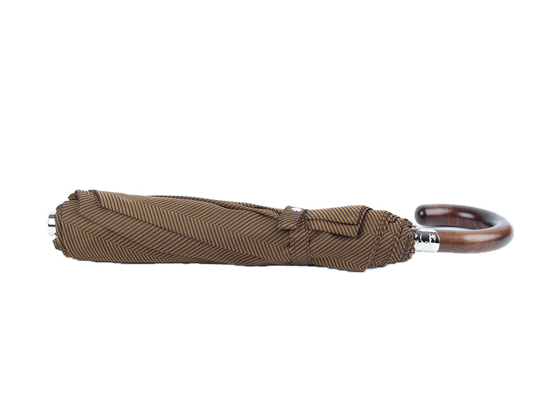 Dark Canadian Maple Folding Umbrella  - Brown & Mustard