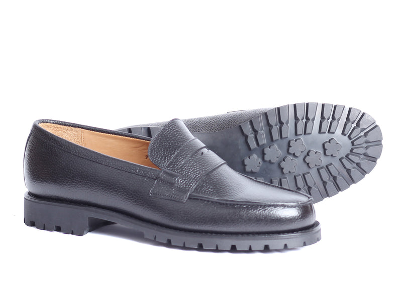 1638B - Loafer -Black Grain/Rubber sole