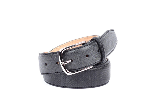 J&FJ Baker - Black - Hatch grain calf leather belts