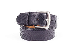 Python Diamond Leather Belt - Black